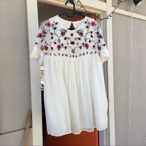 ZARA White embroidered jumpsuit dress